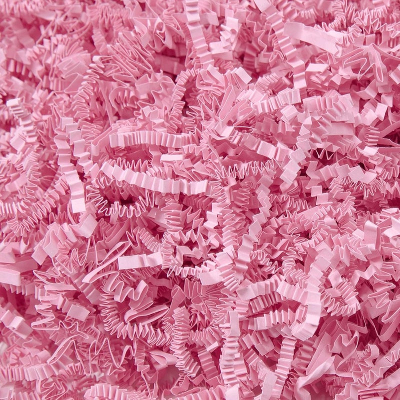 Mefleet 1 LB Crinkle Cut Paper Shred Filler Light Pink Crinkle Shredded Paper for Gift Box - Gift Basket Bag Filler - Grass Cushion Stuffing for Valentine's Day, Birthday Packaging Wrapping - Image 1